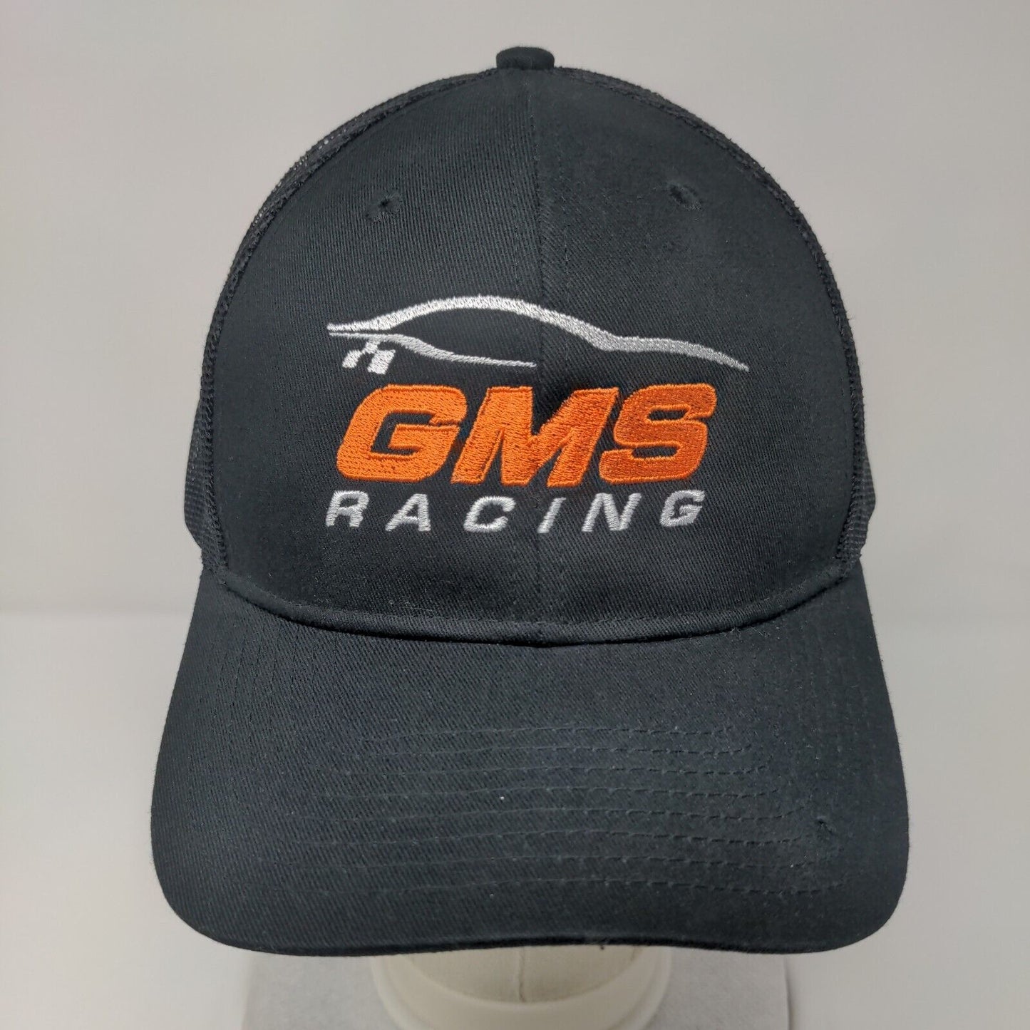 GMS Racing Snapback Mesh Back Trucker Hat Black One Size Embroidered