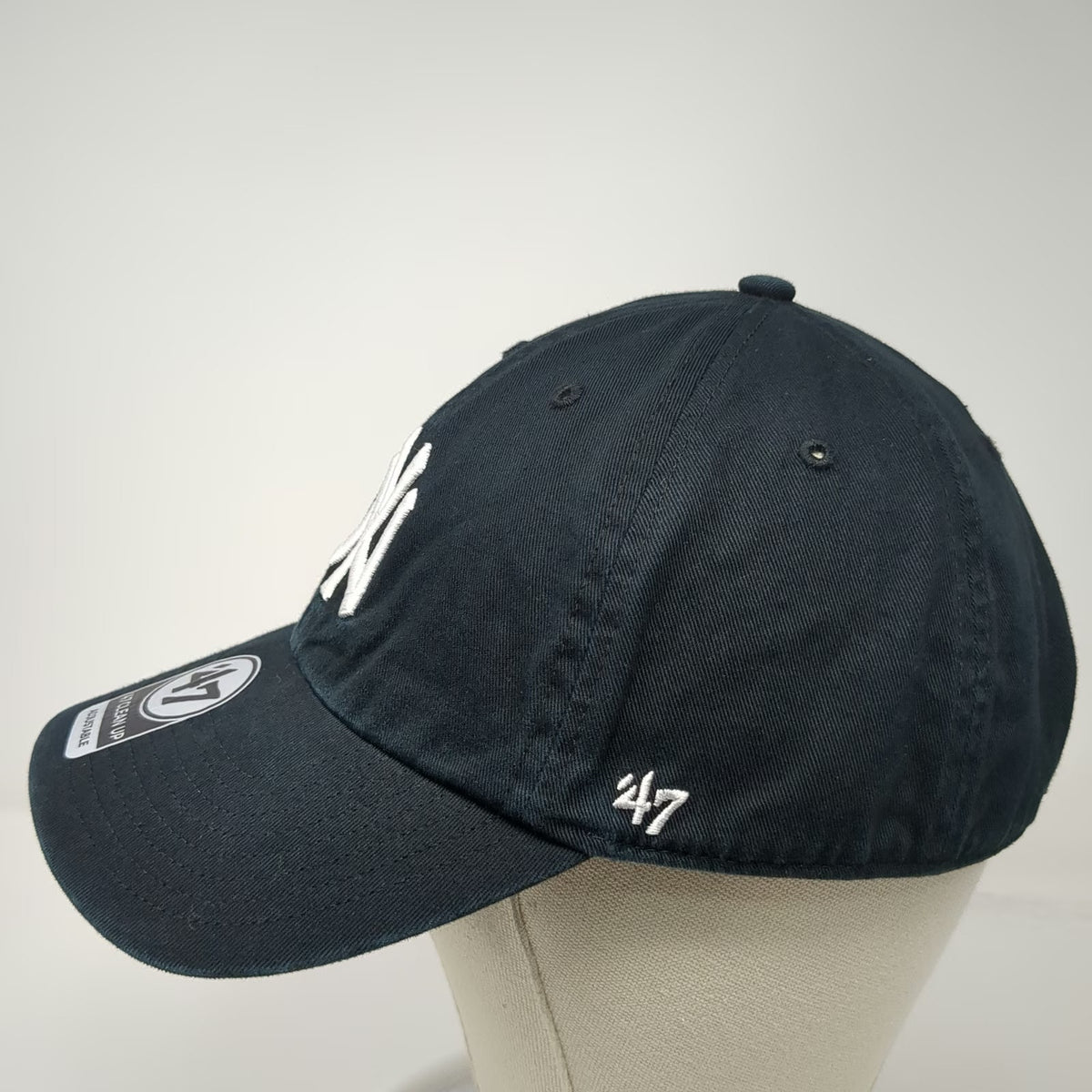 '47 Baseball Cap New York Yankees MLB Black One Size Hat Strapback Logo Cotton