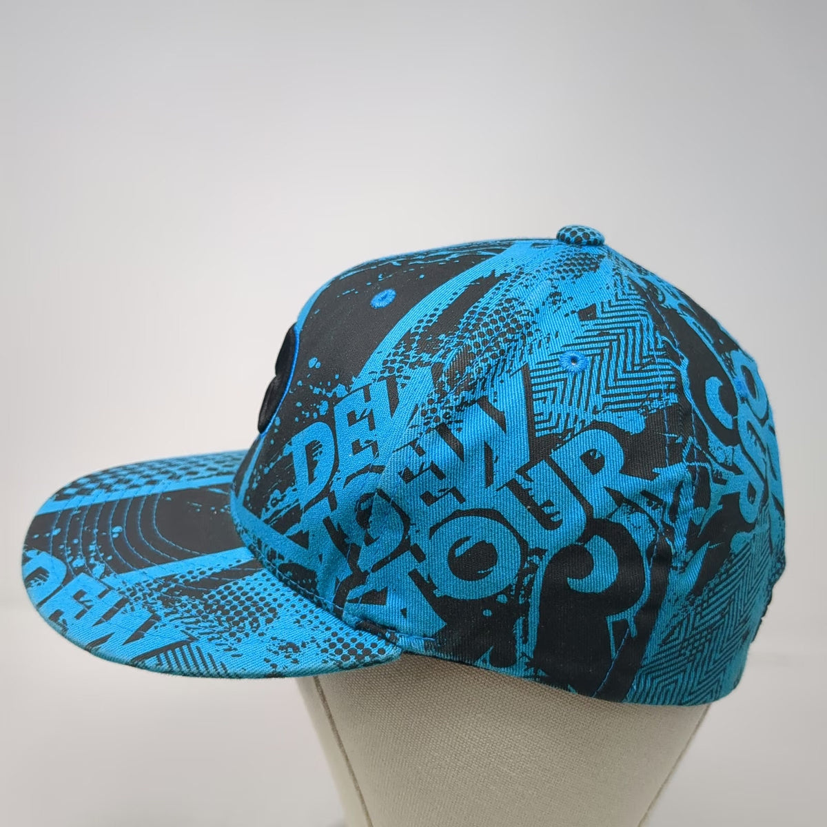 Flexfit Baseball Cap Blue XL Dew Tour All Over Print Graphic Stretch Fit Hat