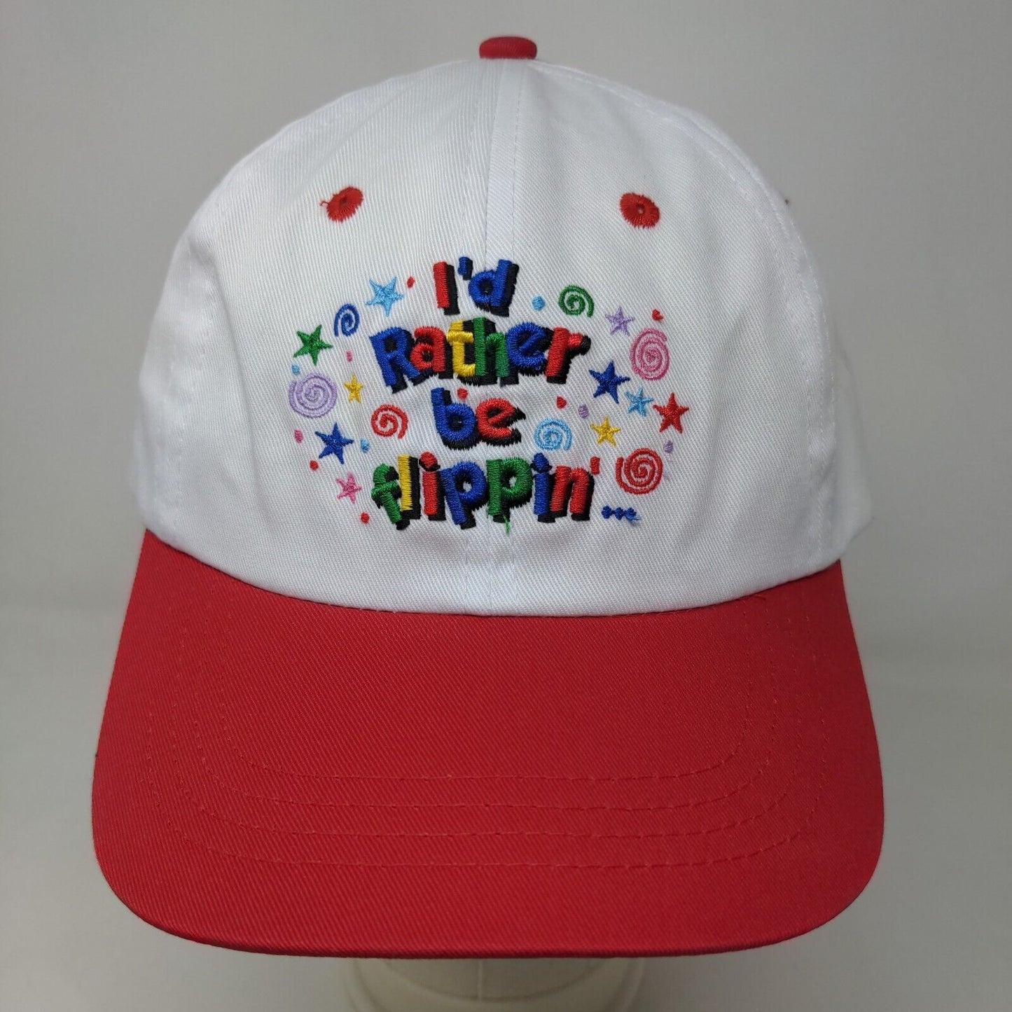 Unbranded Girl's Strapback Hat White OSFA Embroidered Rather Be Flippin'