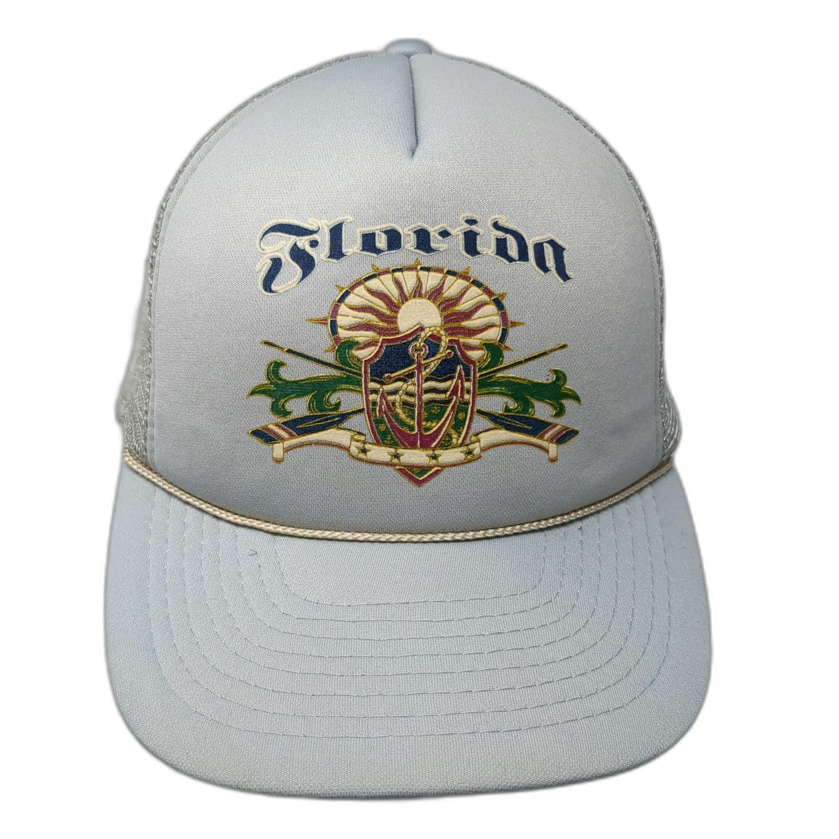 Memories Trucker Hat Gray One Size Florida Anchor Graphic Snapback Mesh Rope
