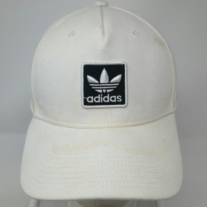 Adidas 5 Panel White Hat One Size Snapback Trefoil Logo Patch Cotton Athletic