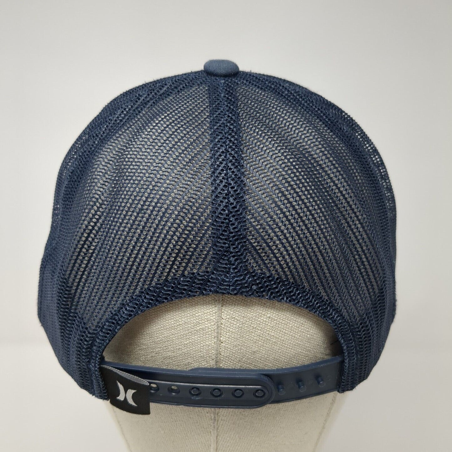 Hurley Logo Snapback Mesh Back Trucker Hat Blue One Size Adjustable