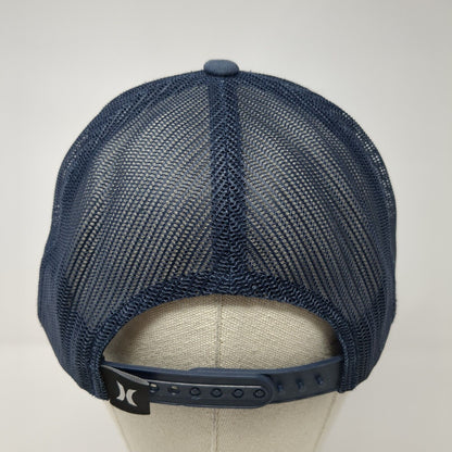 Hurley Logo Snapback Mesh Back Trucker Hat Blue One Size Adjustable