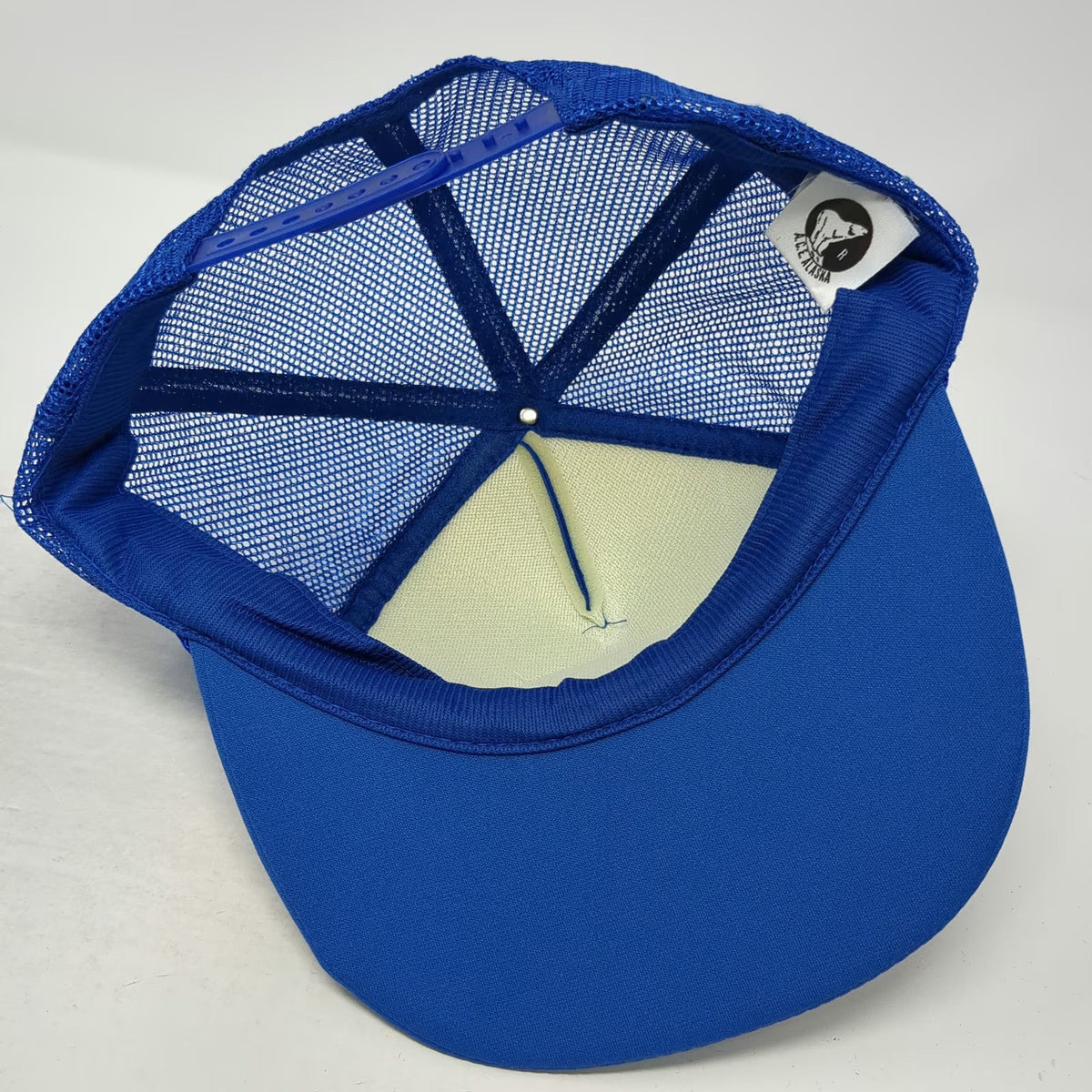A.C.E. Alaska Trucker Hat Blue One Size Scrambled Eggs Polar Bear Patch Mesh