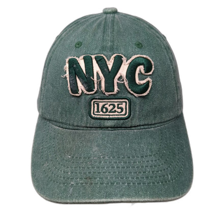 BJB Baseball Cap Green One Size NYC 1625 Frayed Applique Cotton Adjustable Hat