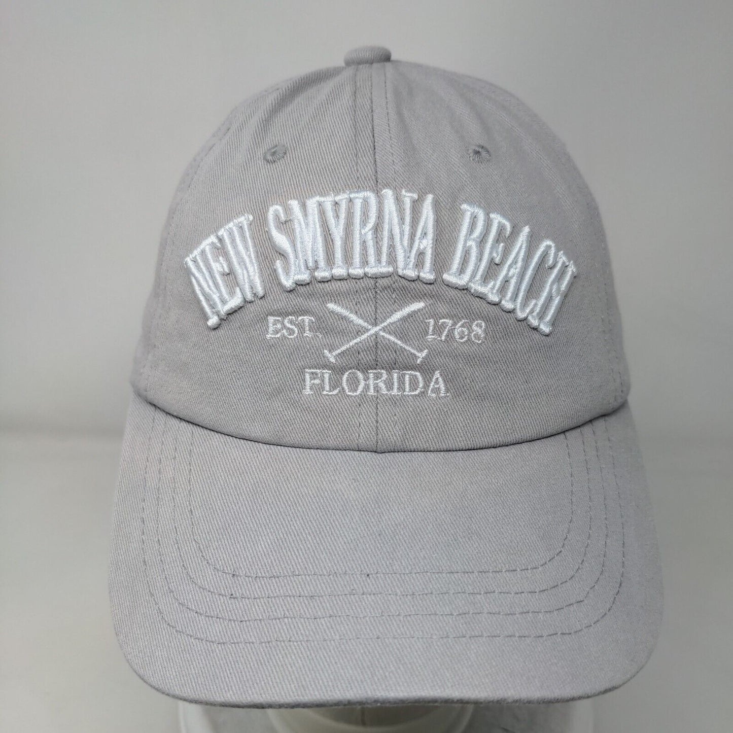 New Smyrna Beach Florida Strapback Hat Gray One Size Embroidered