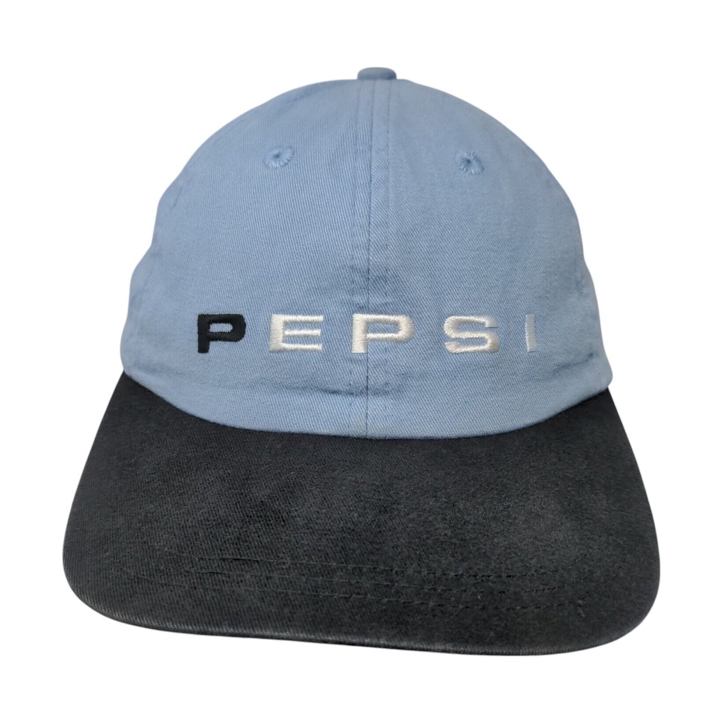 Pepsi Strapback Hat Blue OSFA Adjustable Embroidered Colorblock 6 Panel