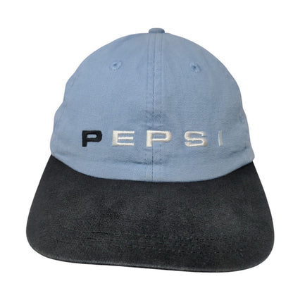 Pepsi Strapback Hat Blue OSFA Adjustable Embroidered Colorblock 6 Panel