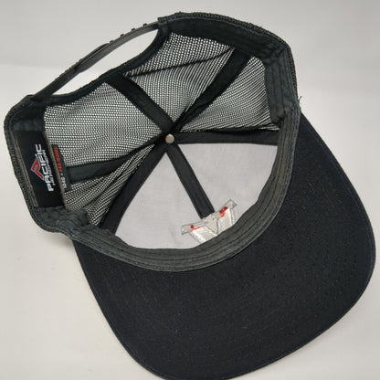 V Snapback Trucker Hat Black One Size Adjustable Mesh Back Pacific Headwear
