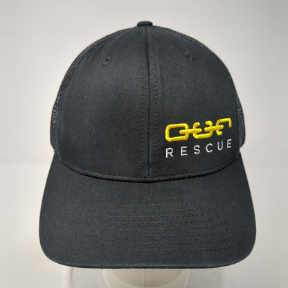 Rescue Snapback Trucker Hat Black One Size Adjustable Mesh Back Richardson