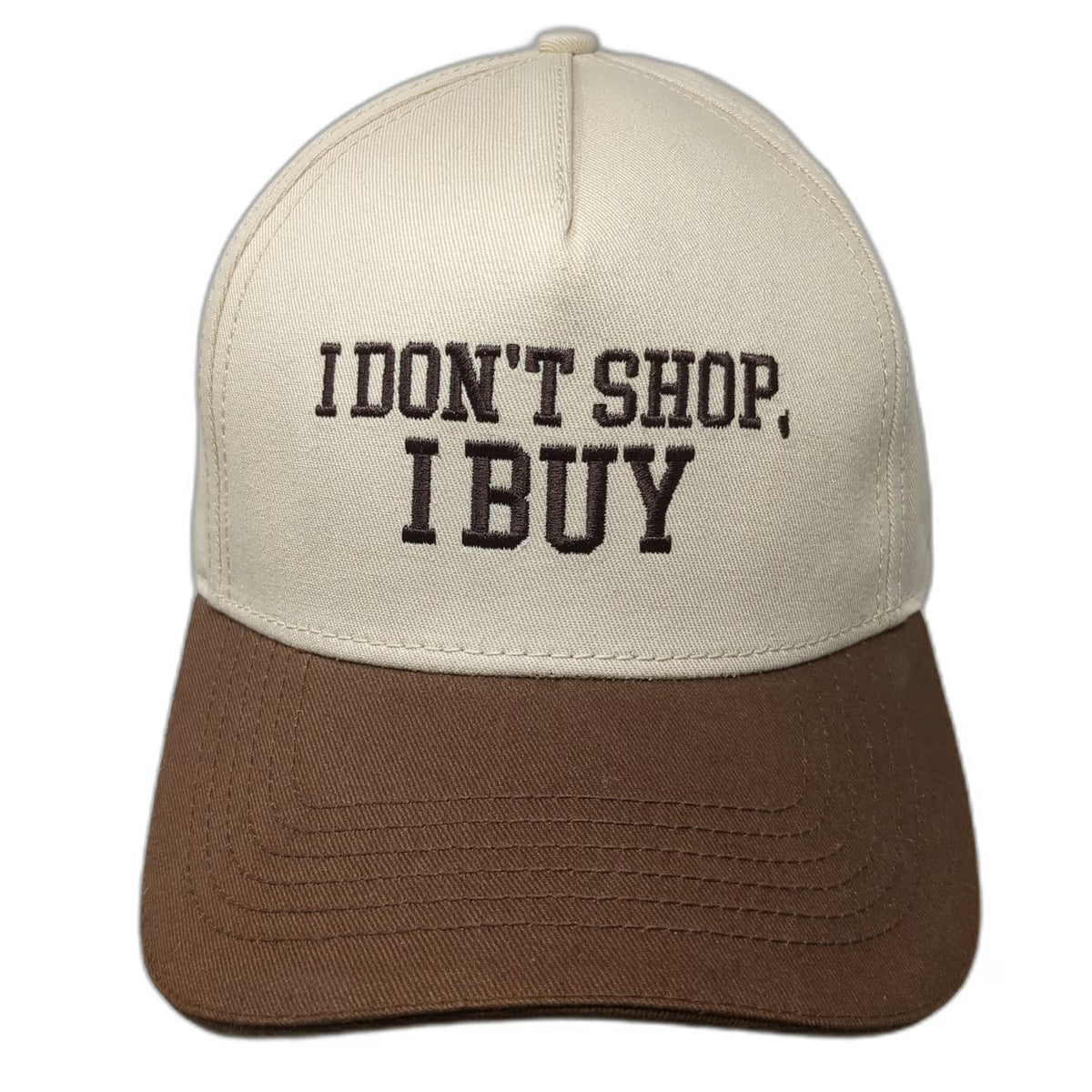 Quintessential Love Beige Hat One Size Snapback I Don't Shop I Buy Brown