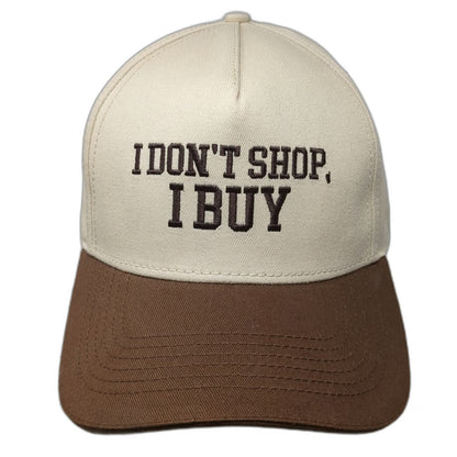 Quintessential Love Beige Hat One Size Snapback I Don't Shop I Buy Brown