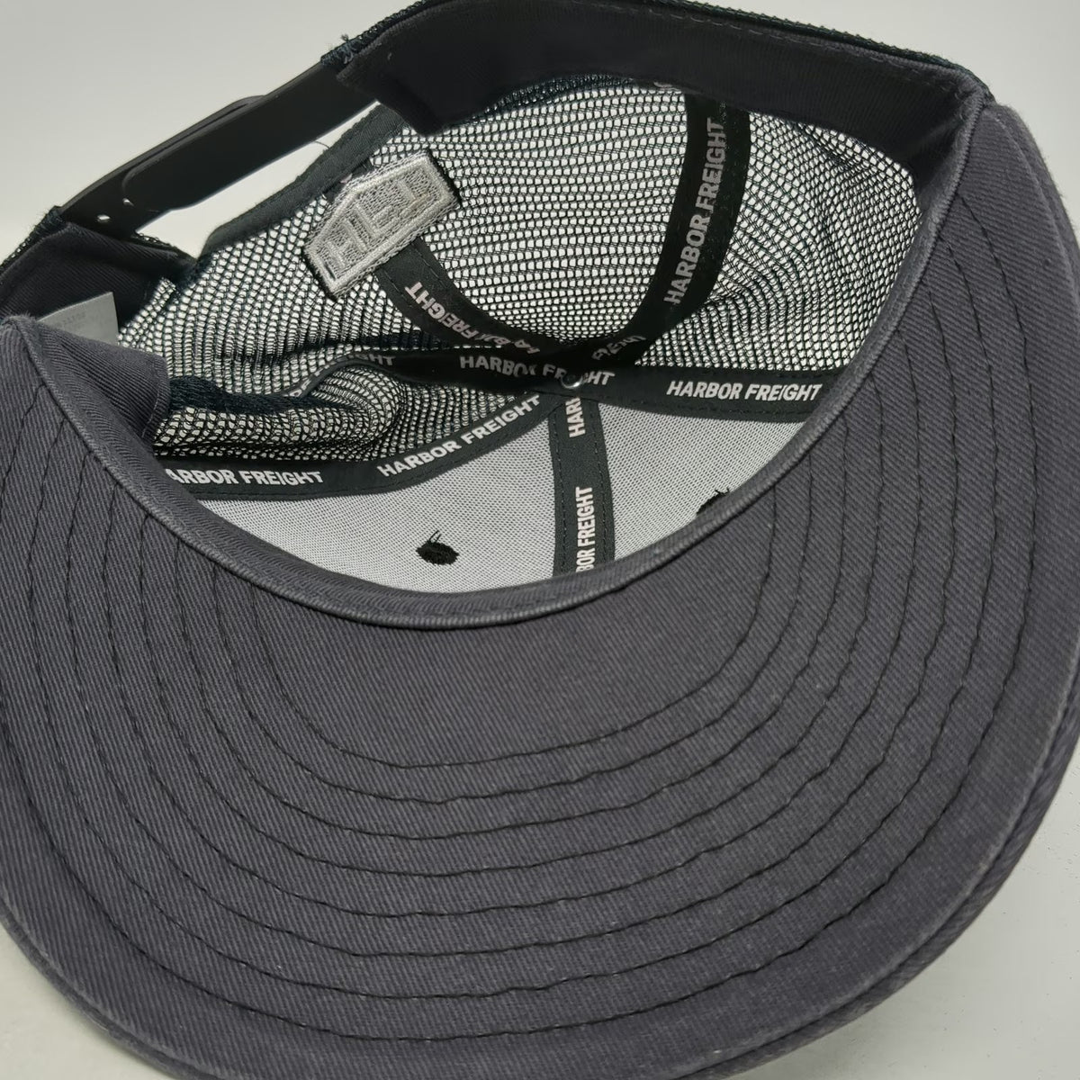Harbor Freight Trucker Hat Gray One Size Snapback Mesh Patch HFT Logo Est 1977