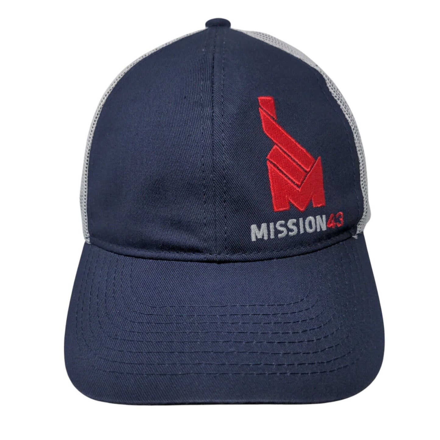 Mission43 Snapback Trucker Hat Blue OS Adjustable Embroidered Mesh Back 6 Panel
