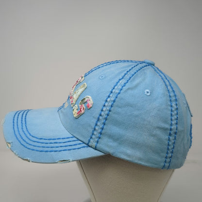 Robin Ruth Baseball Cap Blue One Size Texas Floral Embroidered Distressed Hat