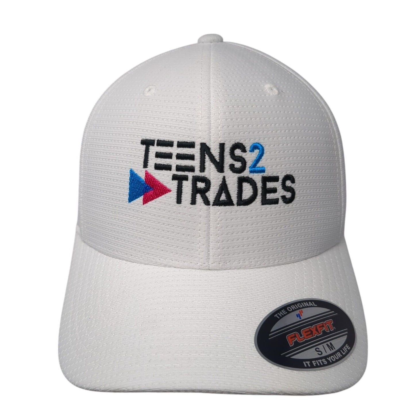 Teens 2 Trades Fitted Hat White S-M Stretch Flexfit Travis Mathew
