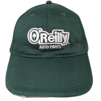 O'Reilly Auto Parts Baseball Cap Green One Size Strapback Logo Hat Sandwich Brim