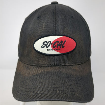 So-Cal Speed Shop Baseball Cap Black M Flexfit Fitted Patched Sun Faded Hat