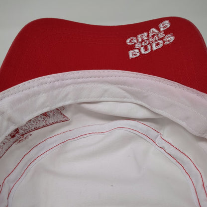Budweiser Army Cap White One Size Red Contrast Stitch Grab Some Buds Cadet Hat