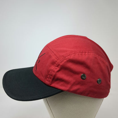 us versus Them 5 Panel Hat Red Black One Size Adjustable Embroidered Flat Brim