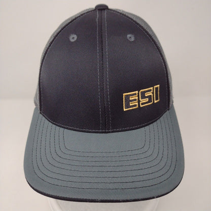 ESI Fitted Mesh Back Trucker Hat Gray L-XL Embroidered Colorblock