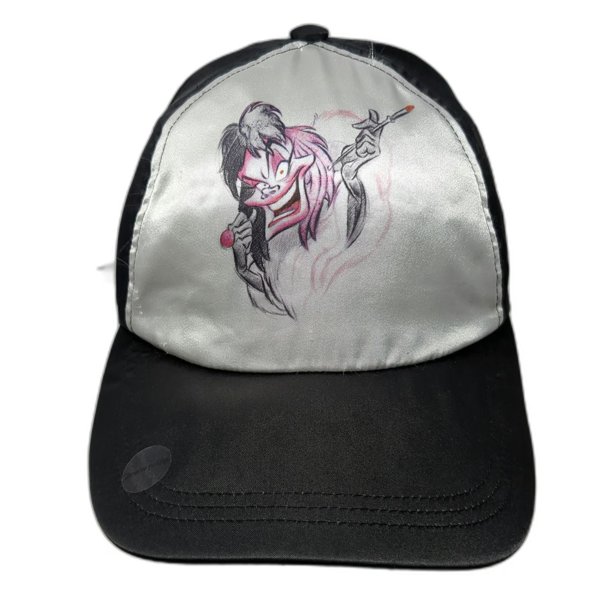 Disney Store Cruella de Vil 101 Dalmatians 5 Panel Black Hat One Size Polyester
