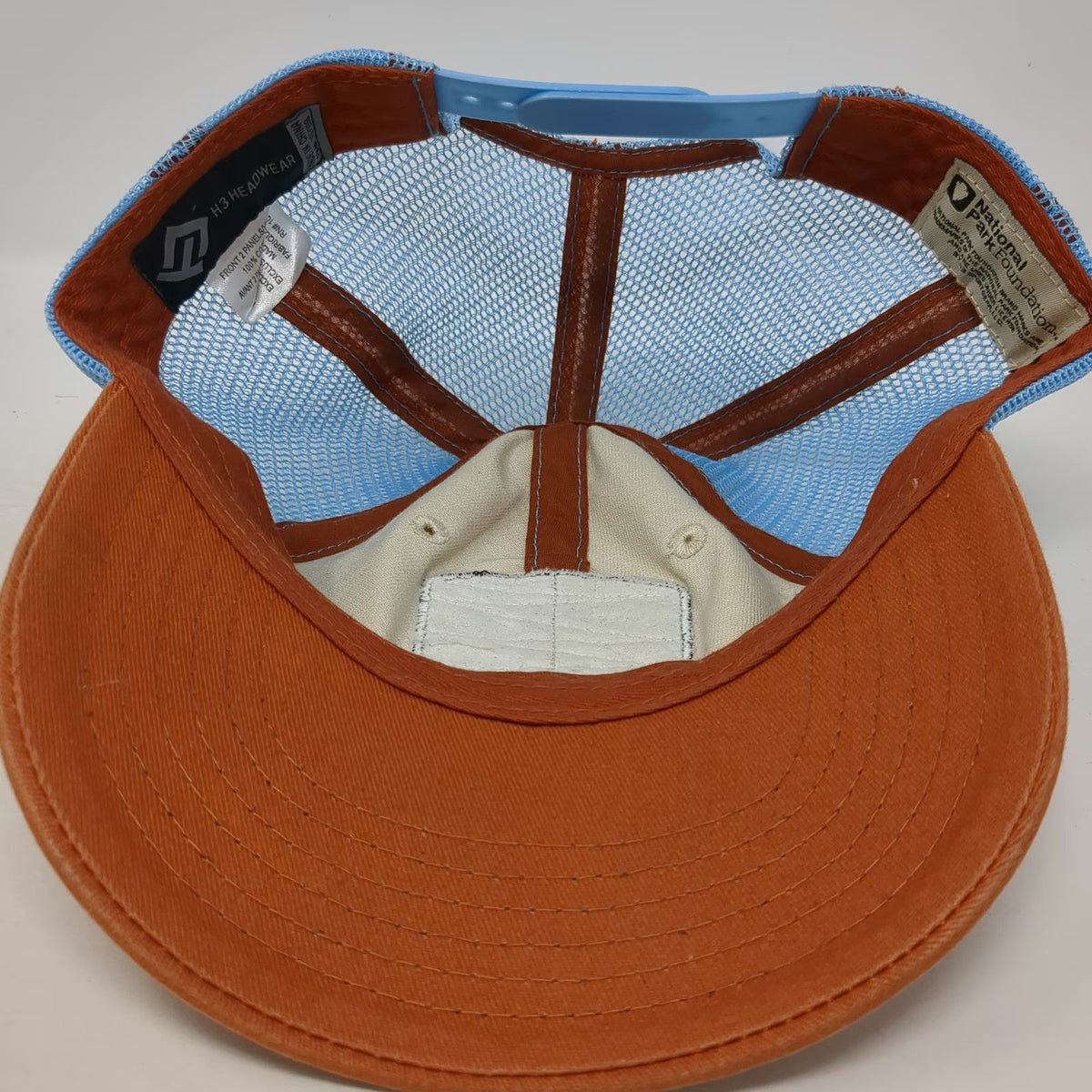 H3 Headwear Zion National Park Trucker Hat Beige Orange One Size Mesh Snapback