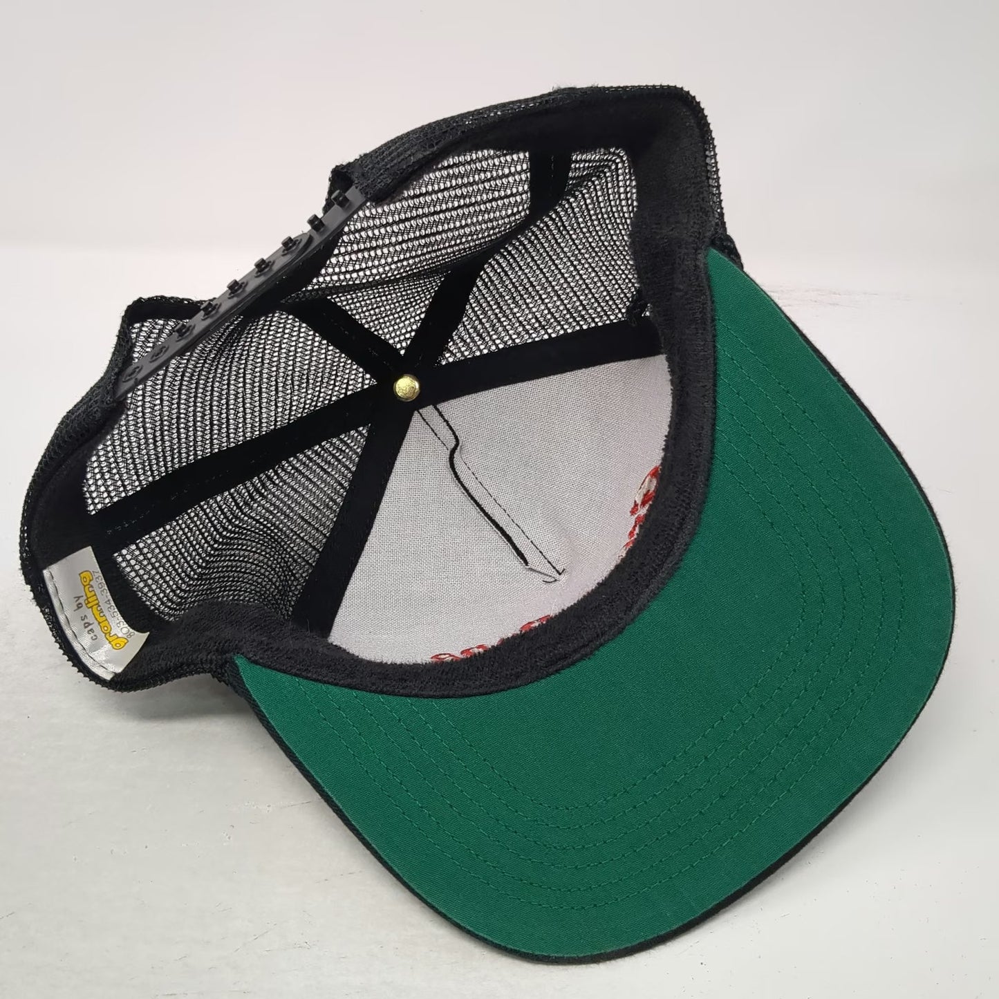 Gramling Trucker Hat Black One Size Great Dane Rope Mesh Snapback Green Brim