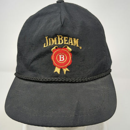 d&D Jim Beam 5 Panel Black Hat One Size Nylon Snapback Rope Detail Logo Seal B