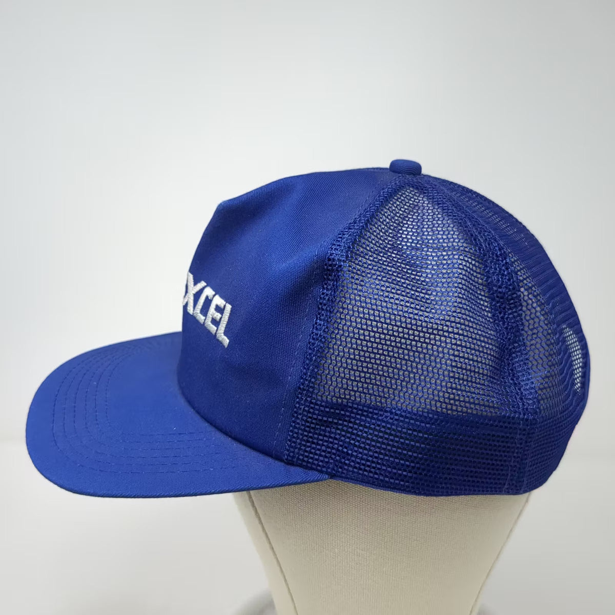 Excel Logo Trucker Hat Blue One Size Adjustable Mesh Back Embroidered Design