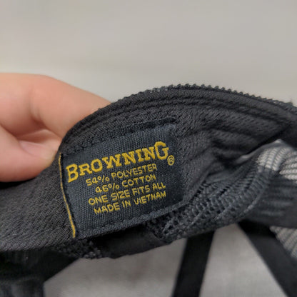 Browning Snapback Trucker Hat Black OSFA Adjustable Breathable Mesh Back
