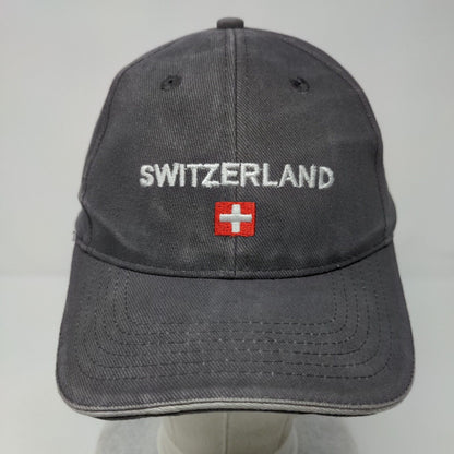 Switzerland Slideback Hat Black Gray OSFA Adjustable Embroidered 6 Panel