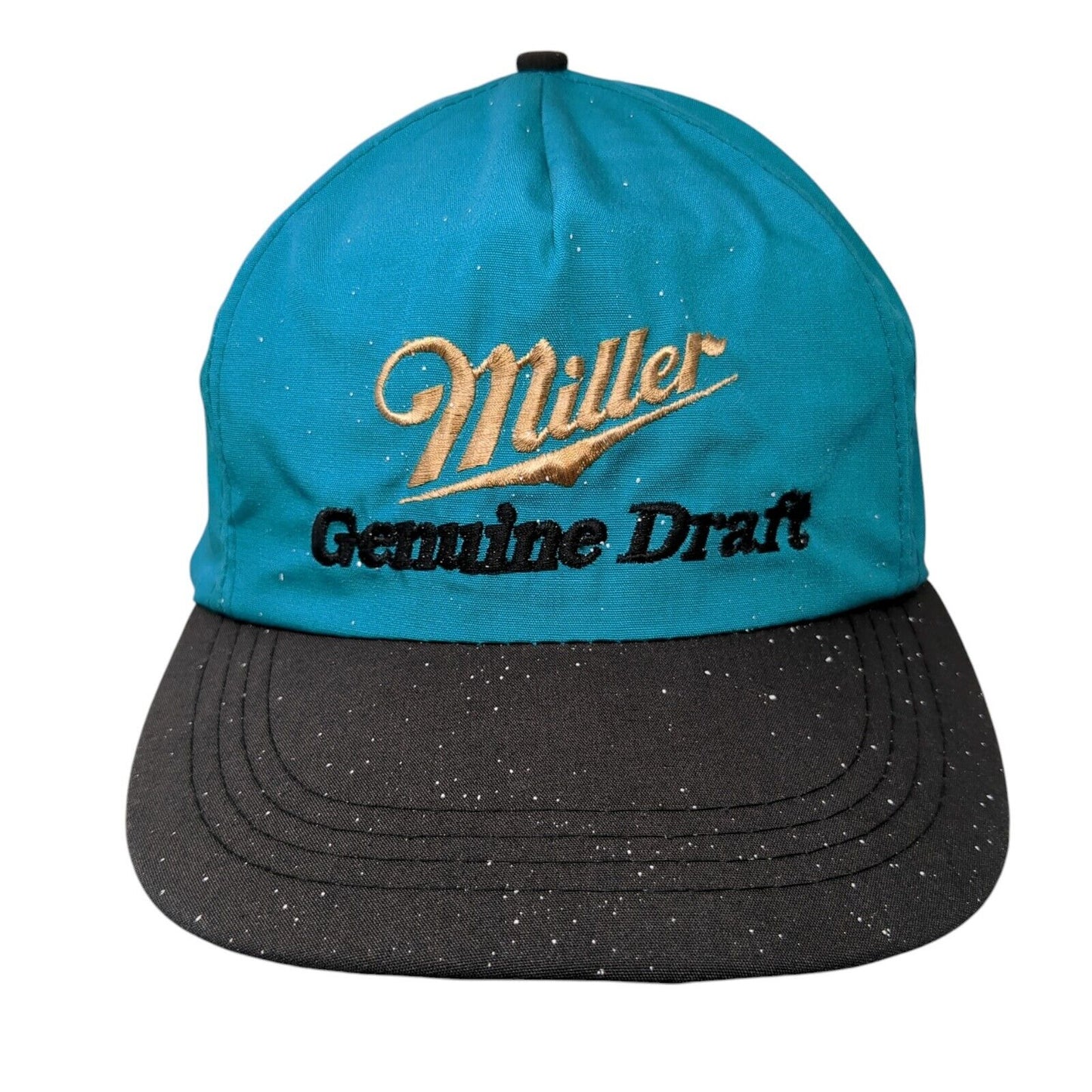 Miller Genuine Draft Snapback Trucker Hat Blue Black Embroidered Logo