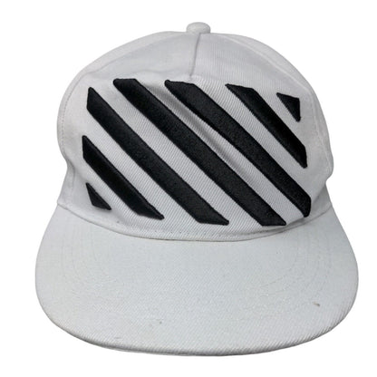 Unbranded Snapback Hat White One Size Adjustable Striped Vent Holes
