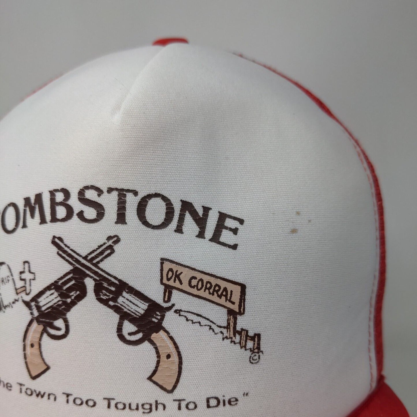 Tombstone Snapback Mesh Back Rope Trucker Hat Red OSFA Colorblock