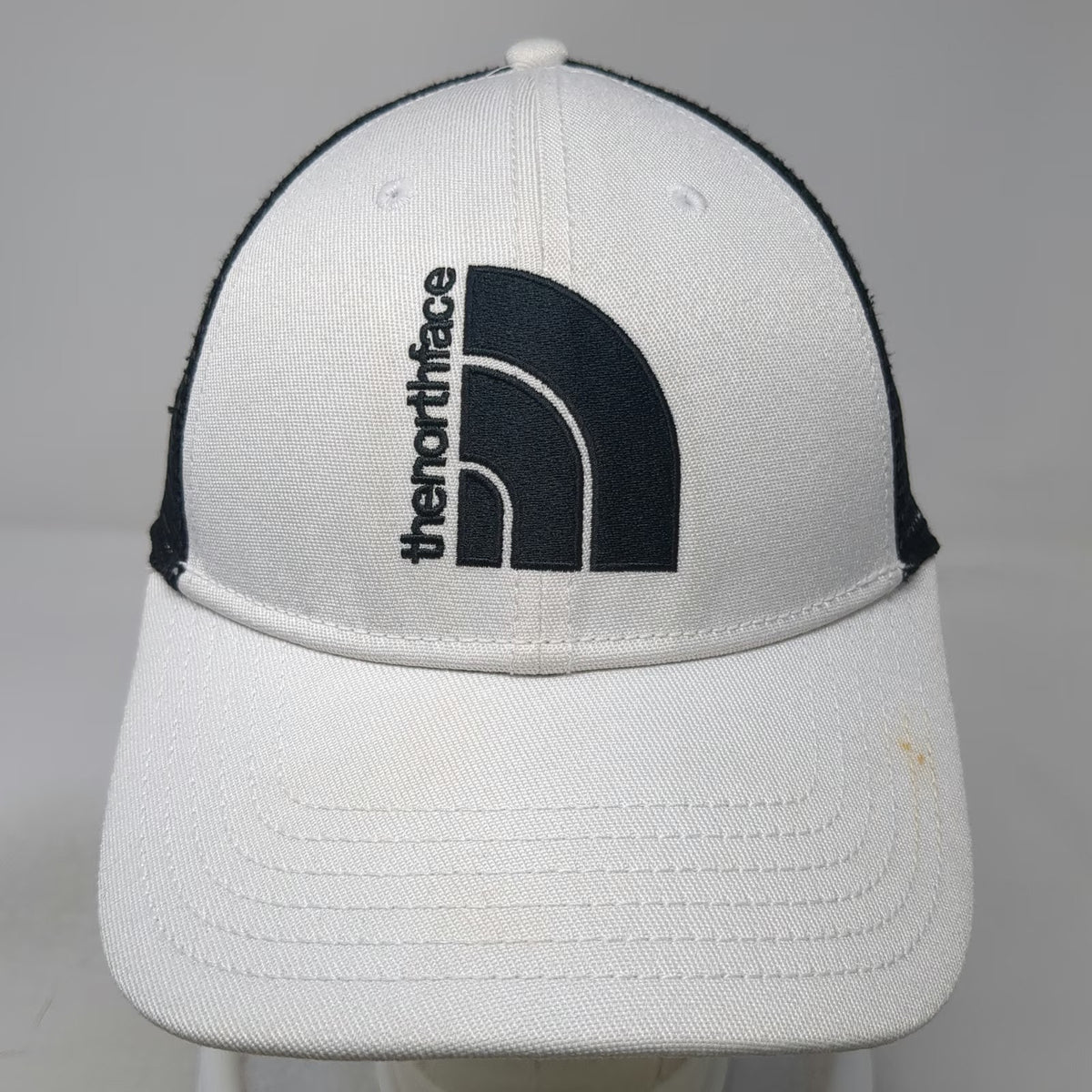 The North Face Trucker Hat White Black One Size Mesh Back Snapback Adjustable