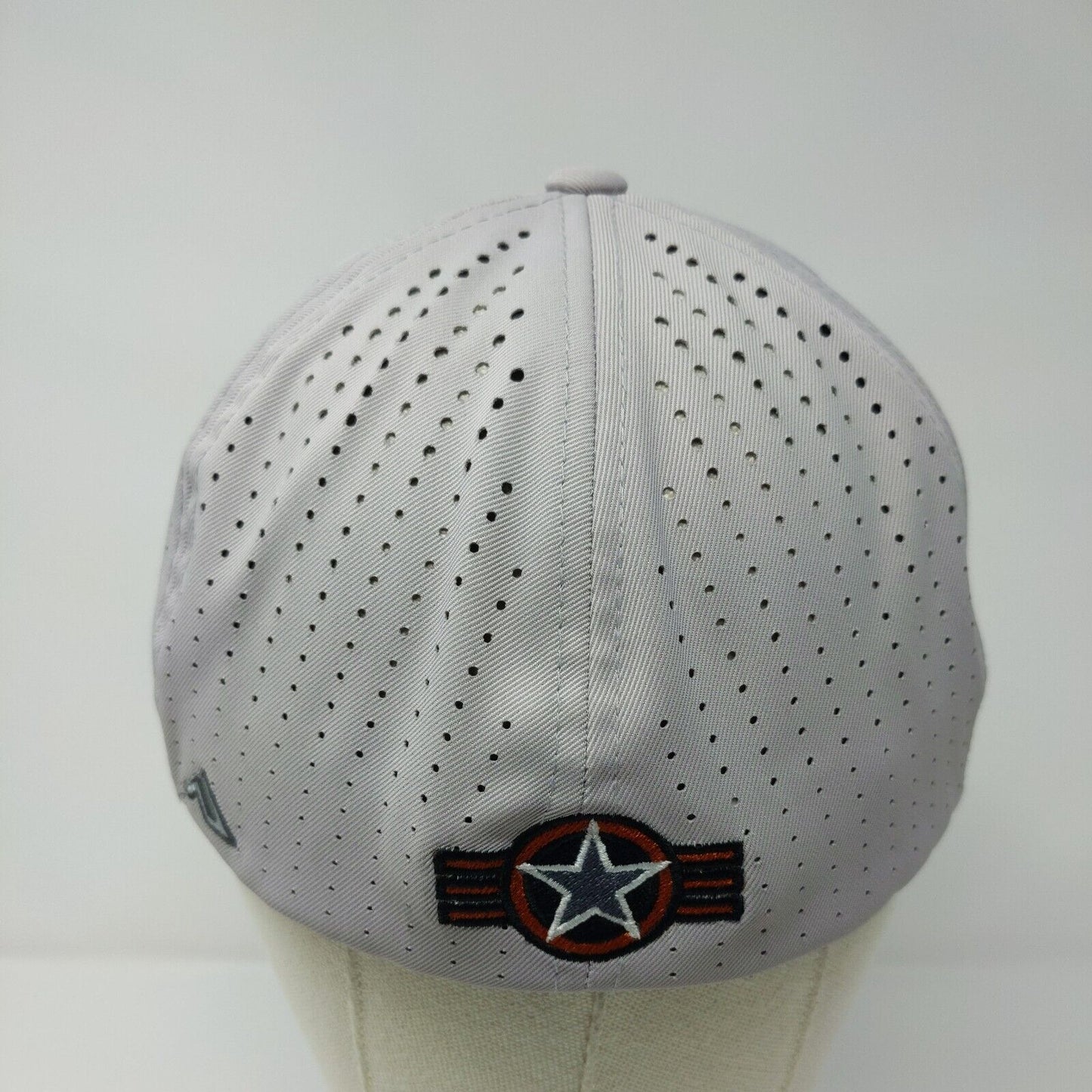 Letter R Fitted Hat Gray S/M Flexfit Breathable Elite Series Pacific Headwear