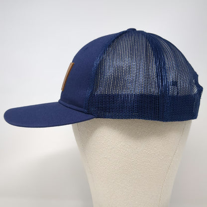 Port Authority Blue Trucker Hat One Size Friedrich Leather Patch Shield Logo