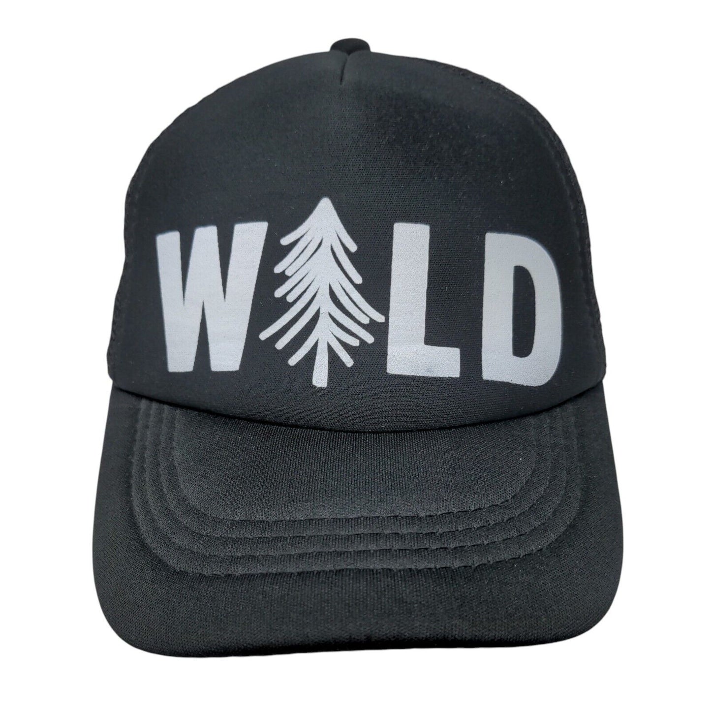 Wild Snapback Mesh Back Trucker Hat Black OSFA Tree Adjustable Solid