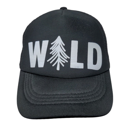Wild Snapback Mesh Back Trucker Hat Black OSFA Tree Adjustable Solid
