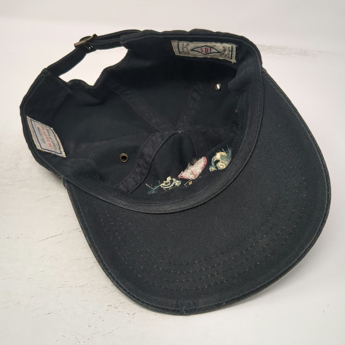 SDI Baseball Cap Black One Size Sunriver Heart Flowers Cotton Embroidered Hat