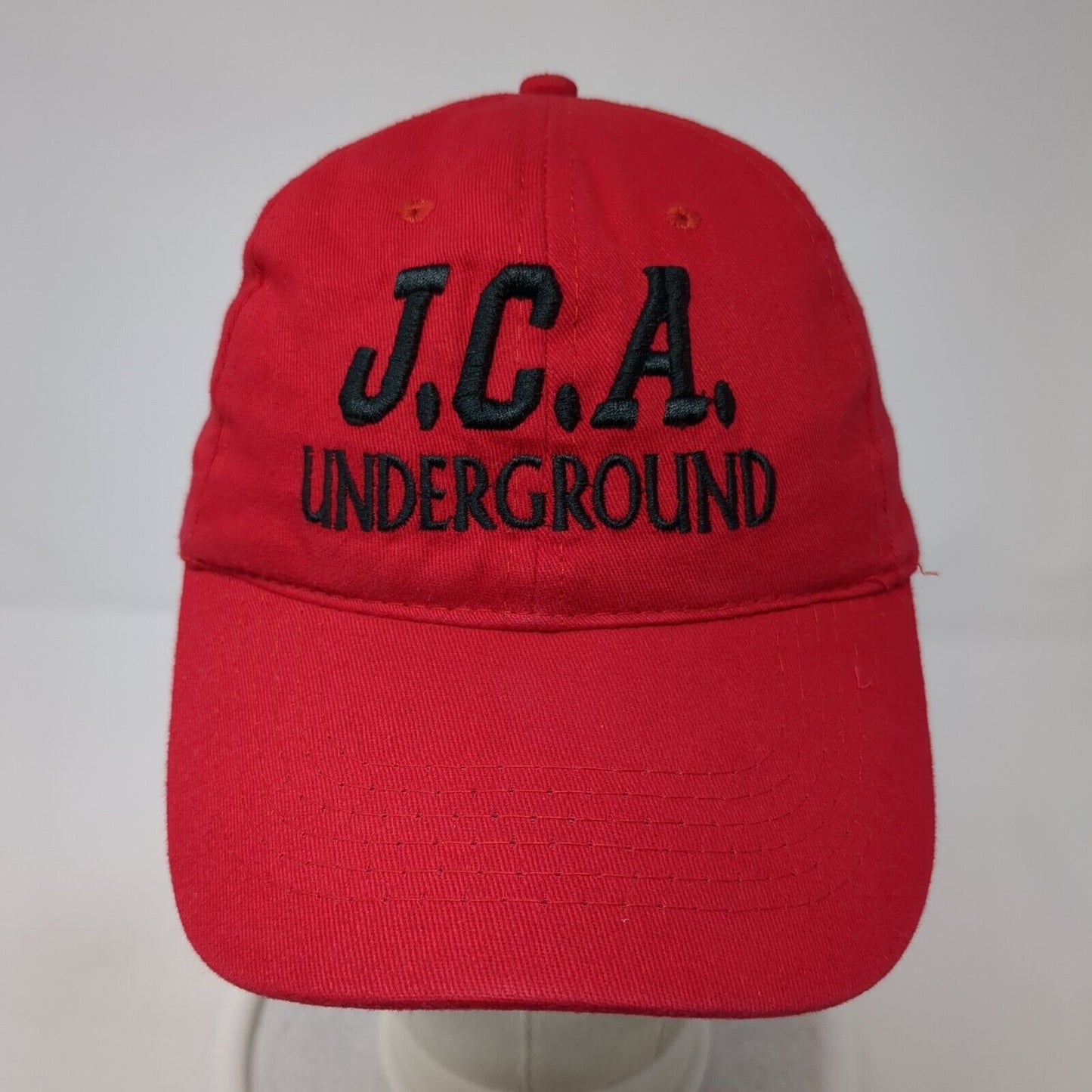 JCA Underground Strapback Hat Red One Size Adjustable Embroidered