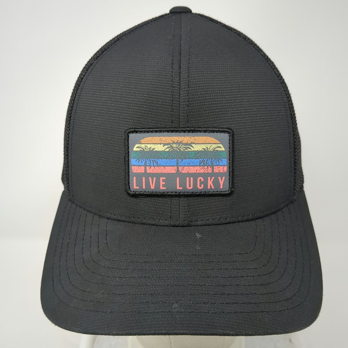 Black Clover Trucker Hat One Size Mesh Snapback Live Lucky Retro Sunset Patch