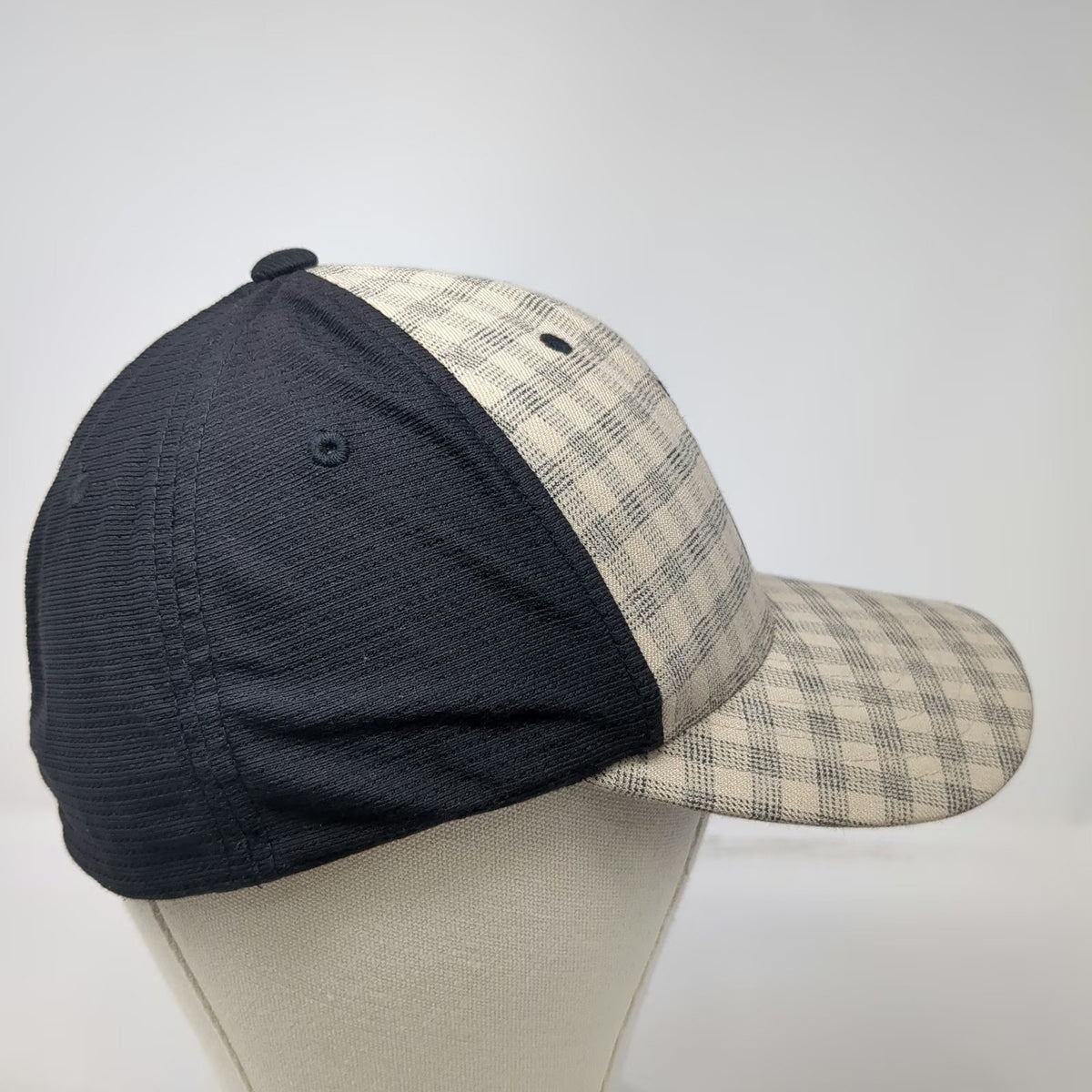 Hooey Baseball Cap Beige Black Plaid M Punchy Flexfit Stretch Logo Graphic Hat