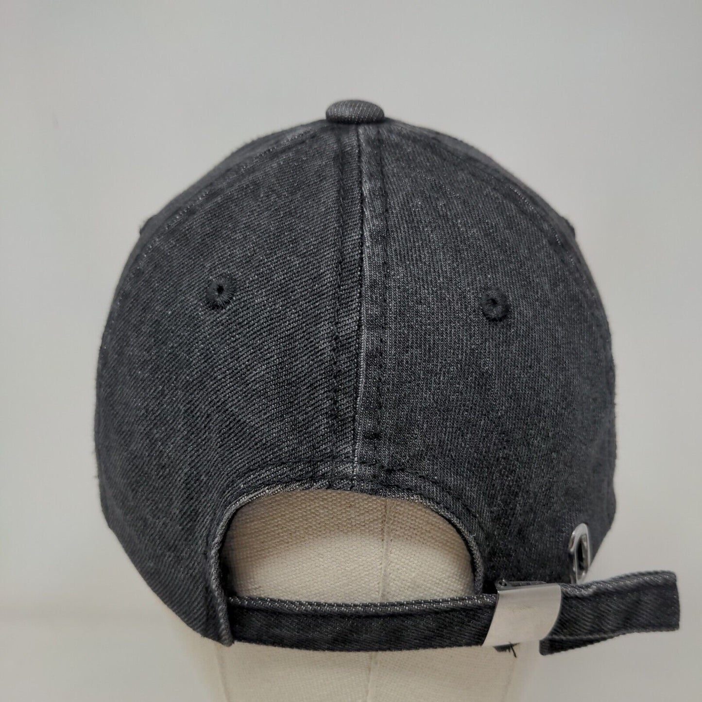 Yin Yang Ladies Slideback Hat Black One Size Adjustable Embroidered Distressed