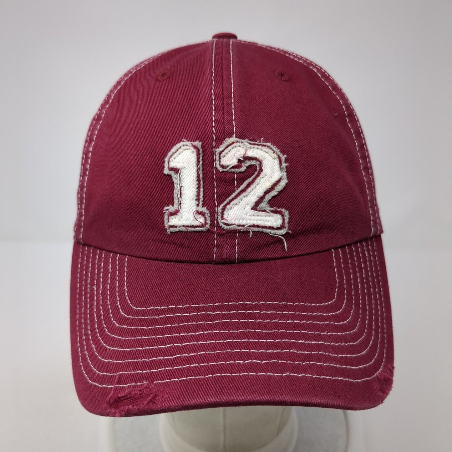 12 Adidas Slideback Hat Red One Size Adjustable Embroidered Distressed 6 Panel