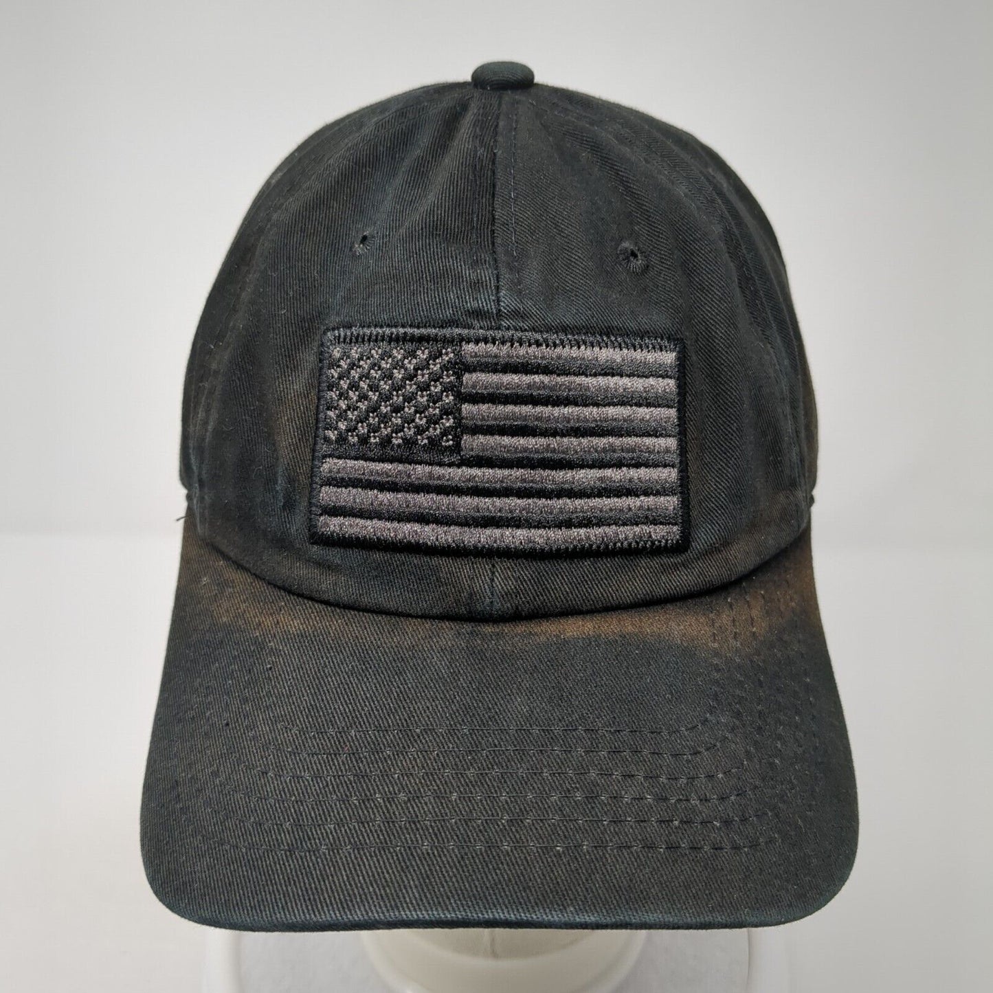 USA Flag Slideback Baseball Cap Black One Size Adjustable Embroidered Patriotic