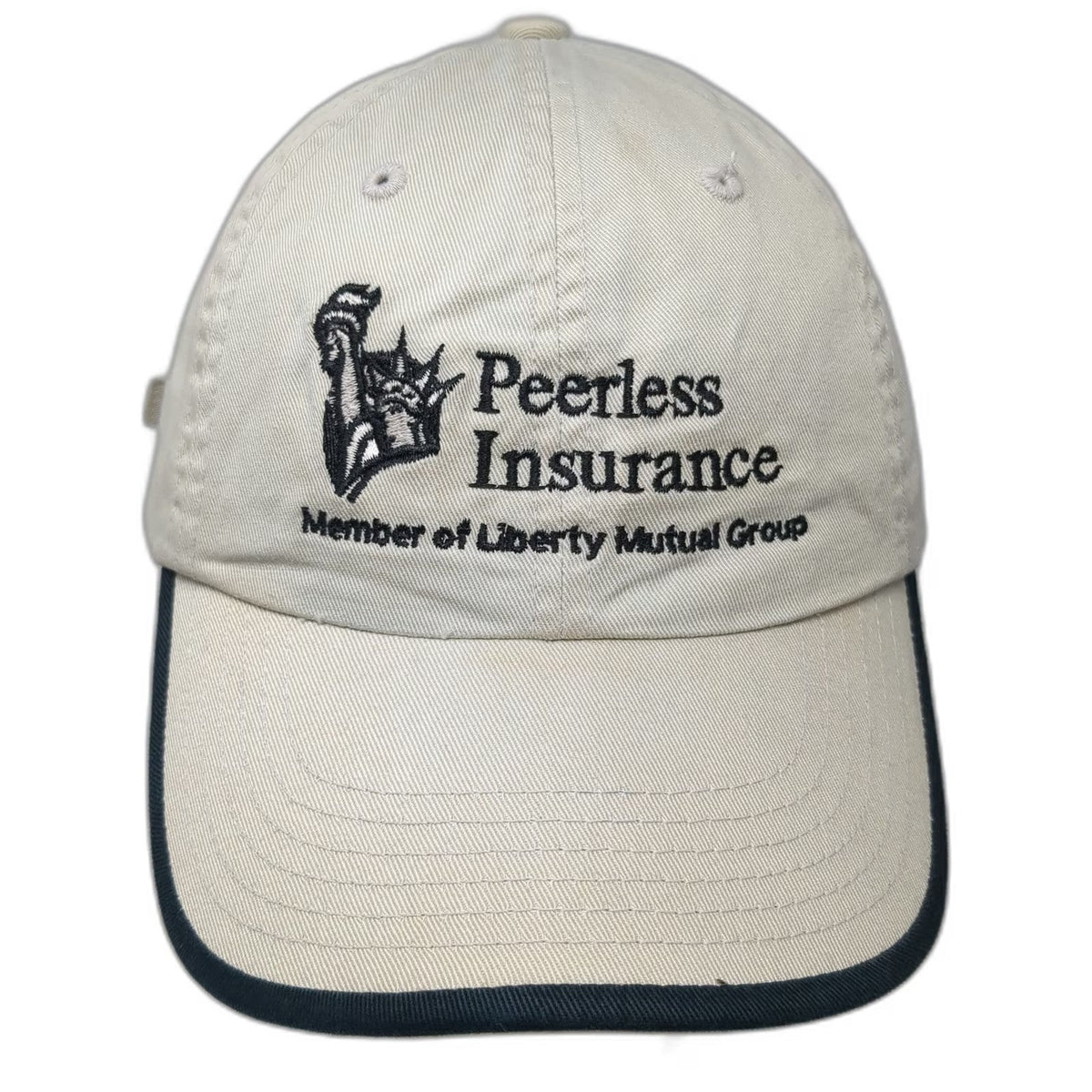 Port Authority Peerless Insurance Baseball Cap Beige Blue One Size Slideback Hat