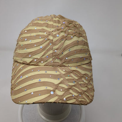Jewel Rhinestone Strapback Hat Tan One Size Adjustable 6 Panel Something Special